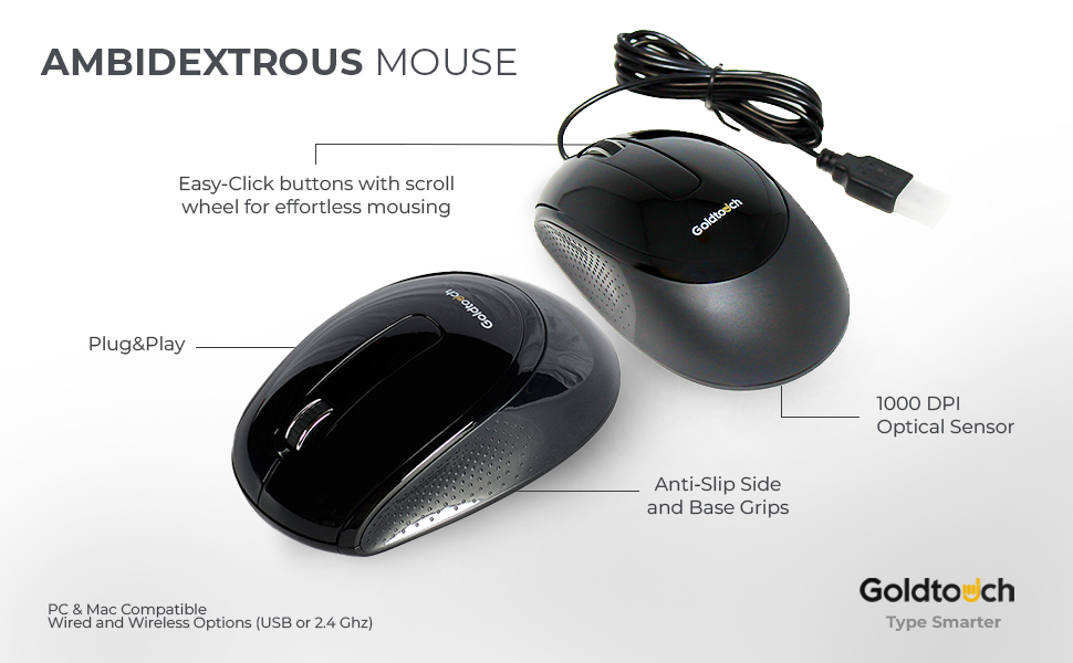 Goldtouch USB Ambidextrous Mouse | Black extra image