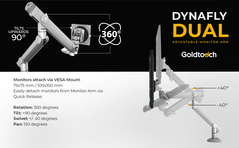 Dynafly Dual Adjustable Monitor Arm extra image