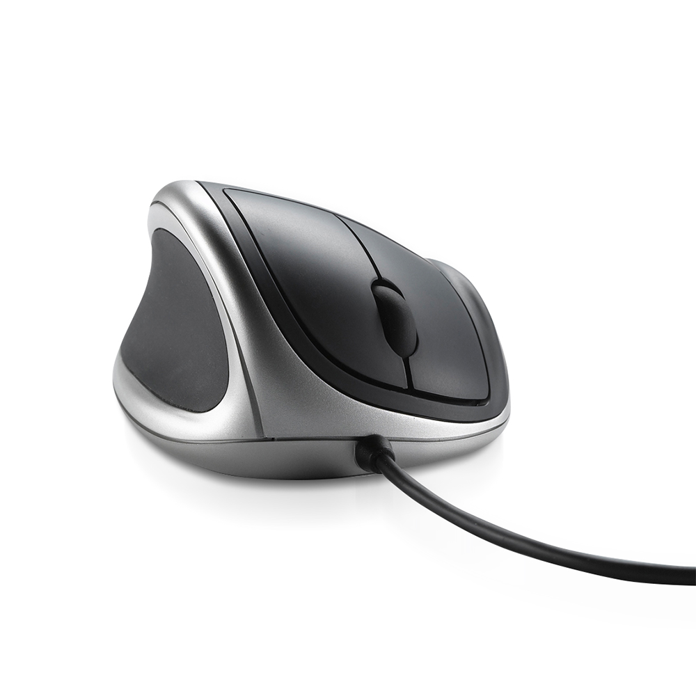 A Wired Comfort Mouse showing the front of the mouse and it's scroll wheel and buttons.