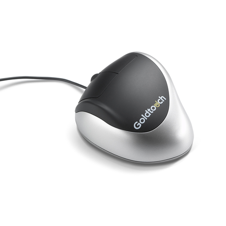 A Goldtouch USB Comfort Mouse designed for left-handed users, with a wired connection.