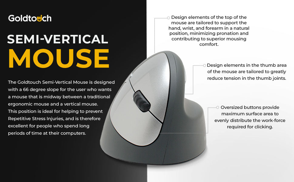 Goldtouch Semi-Vertical Mouse Wired (Right-Handed) Medium extra image