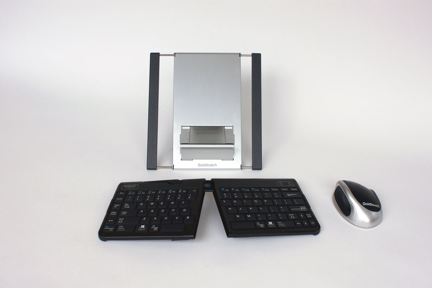 Bluetooth mobile bundle - Goldtouch Comfort Mouse, Go!2 Keyboard, and Go! Tablet Stand.