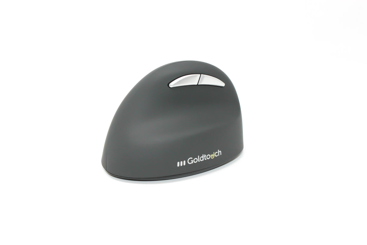 Goldtouch Semi-Vertical Mouse Wireless Left-Handed side view of the buttons on a white background.