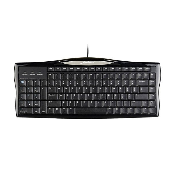 Black Evoluent reduced reach right-hand keyboard with a numeric keypad on the left side.