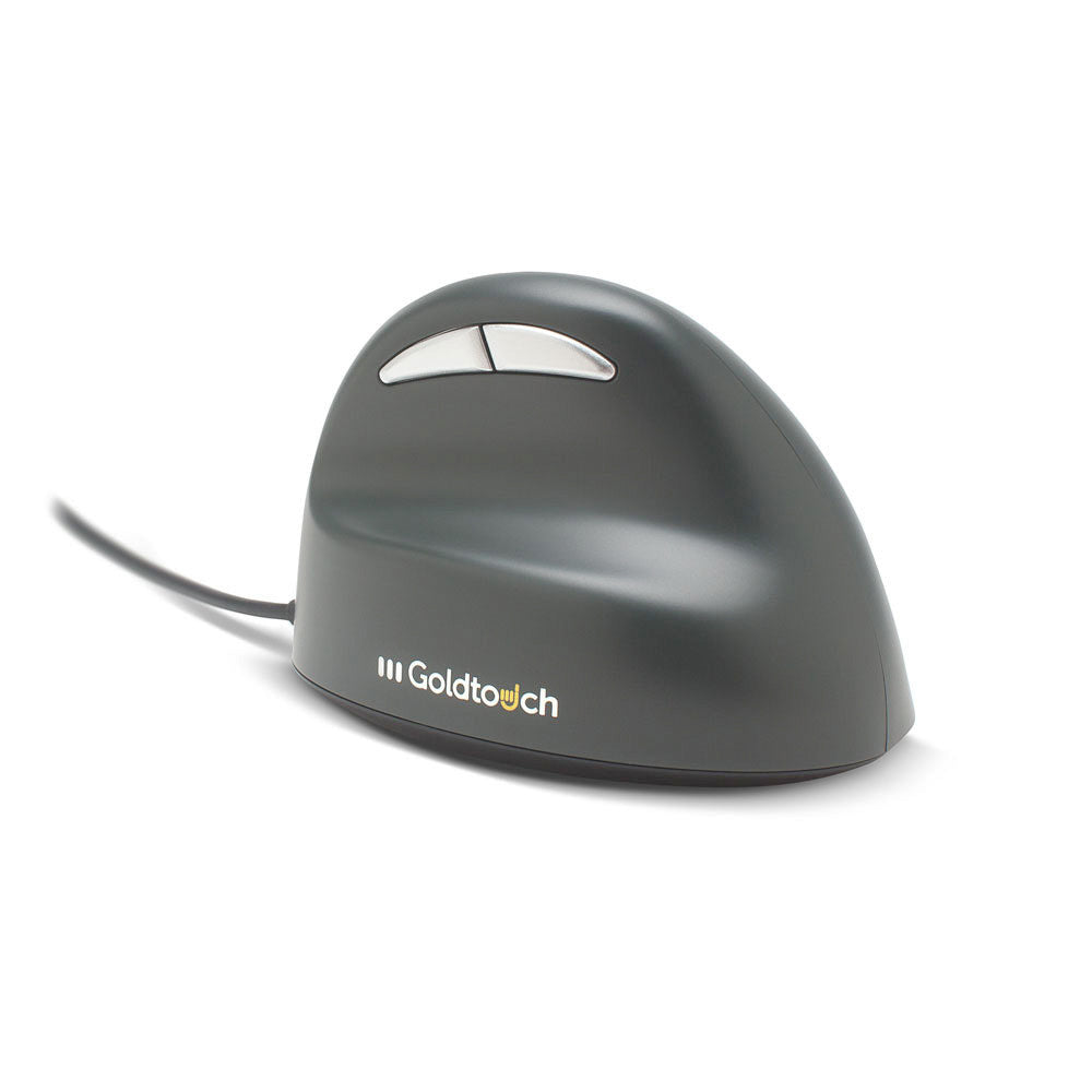 An image of a Semi-Vertical Mouse Wired side view with buttons.