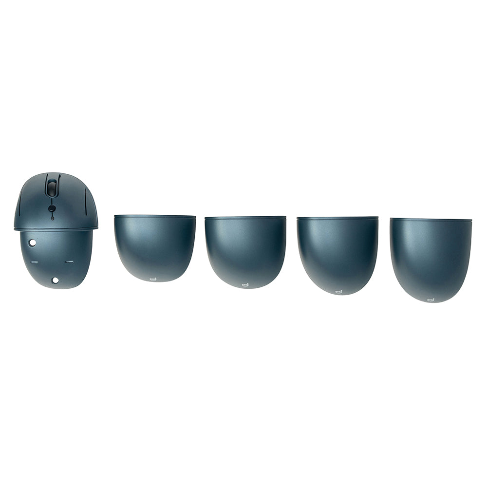 An image of a Goldtouch FlexMouse with 4 interchangeable backs on a white background.