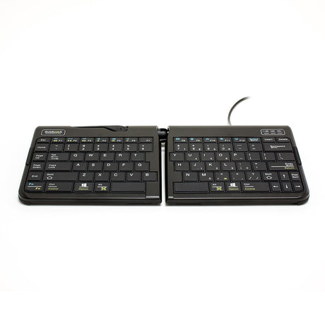 An image of a Goldtouch Go!2 Mobile Keyboard Wired in a flat position on a white background.