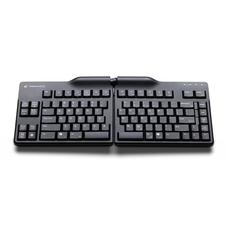 Goldtouch Elite Adjustable Ergonomic Keyboard in a flat position on a white background. 