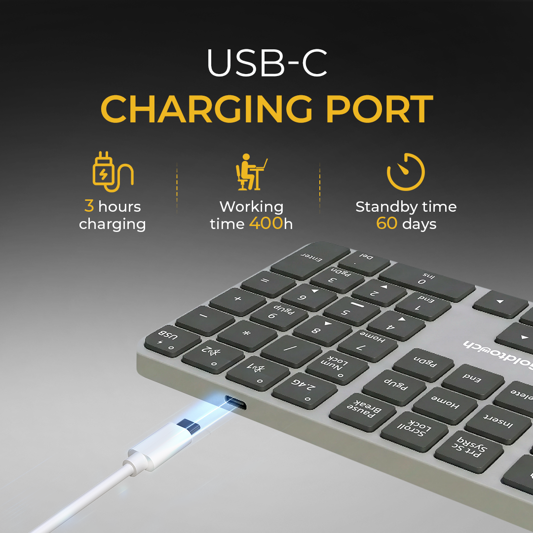 Trident Standard Keyboard | USB + 2.4 Ghz + 2 Bluetooth Channels extra image