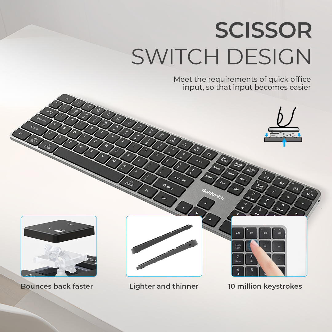 Trident Standard Keyboard | USB + 2.4 Ghz + 2 Bluetooth Channels extra image