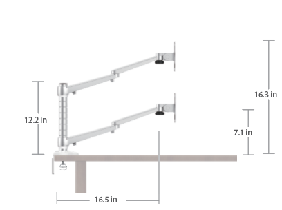 EasyLift Adjustable Standing Desk - Dual Monitor Arm schematic