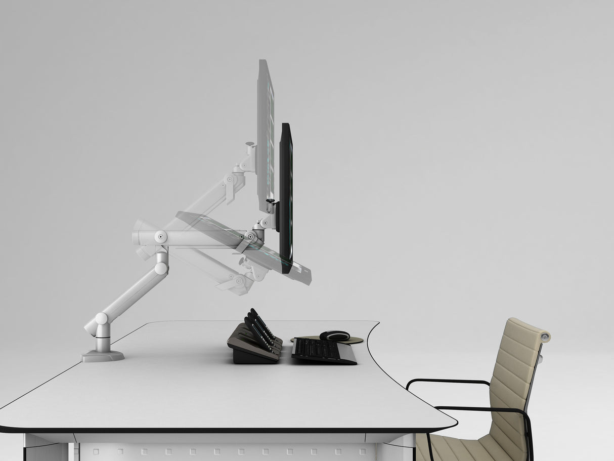 Dynafly adjustable monitor arm set up