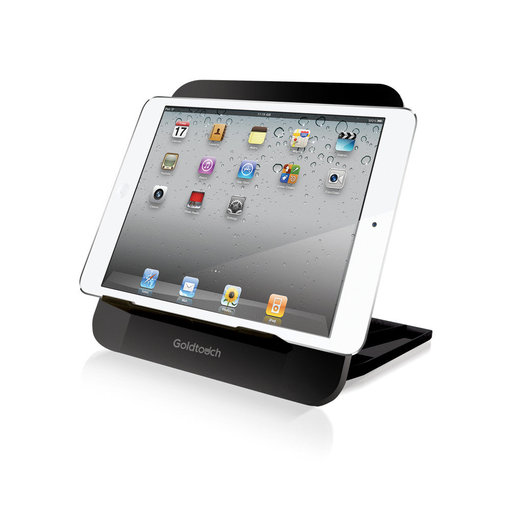 iPad set in Goldtouch travel tablet stand